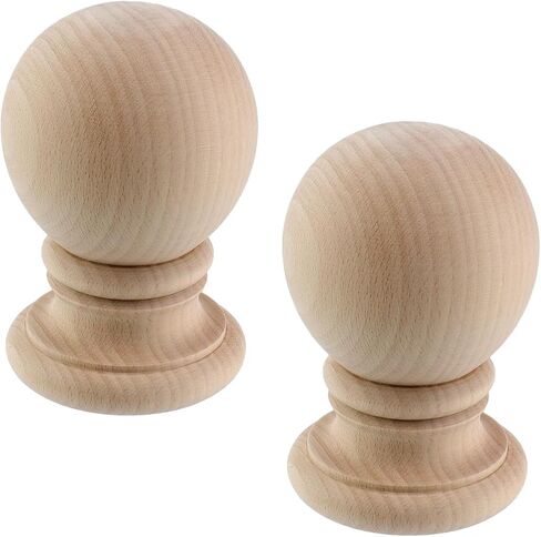 Antrader Wood Finials, 4.6 x 2.9 Inches Decorative Bed Post Finials, 2 Pcs Unfinished Wooden Finials for Bed Posts, Curtain Rods, Indoor or Outdoor Fence and Deck in Kuwait