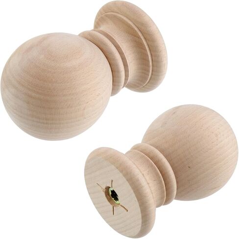 Antrader Wood Finials, 4.6 x 2.9 Inches Decorative Bed Post Finials, 2 Pcs Unfinished Wooden Finials for Bed Posts, Curtain Rods, Indoor or Outdoor Fence and Deck in Kuwait