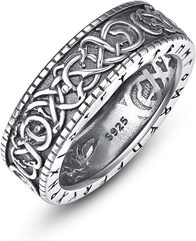 Viking Rings for Men, 925 Sterling Silver Norse Urnes Style Viking Rings, Viking Jewelry Gifts for Men Ring Size 5-15 (with Gift Box) in Kuwait