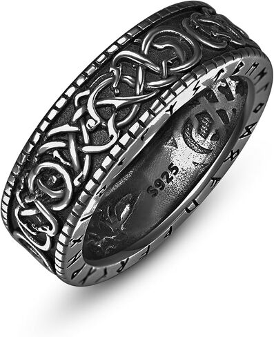 Viking Rings for Men, 925 Sterling Silver Norse Urnes Style Viking Rings, Viking Jewelry Gifts for Men Ring Size 5-15 (with Gift Box) in Kuwait