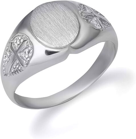 Claddagh Gold Solid Sterling SIlver Side Cross Signet Ring in Kuwait