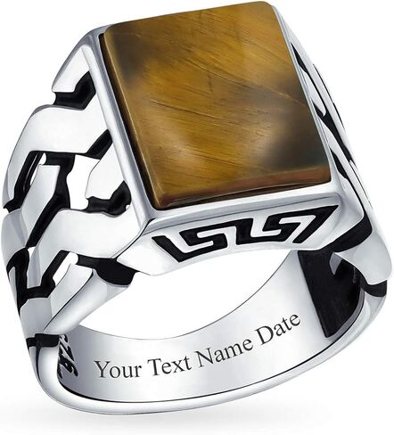 Bling Jewelry Gemstones Cuban Curb Link Chain Band Black Onyx Rectangle Signet Ring For Men .925 Sterling Silver Handmade In Turkey in Kuwait