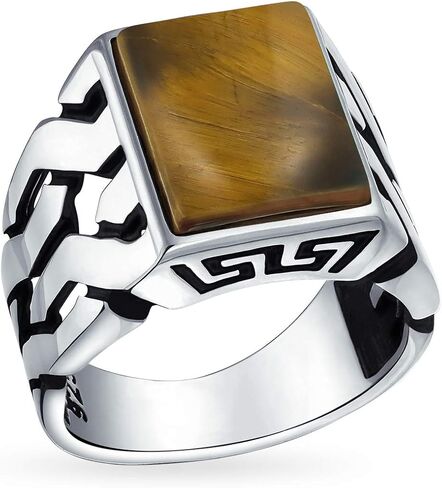 Bling Jewelry Gemstones Cuban Curb Link Chain Band Black Onyx Rectangle Signet Ring For Men .925 Sterling Silver Handmade In Turkey in Kuwait
