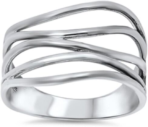 CloseoutWarehouse 925 Sterling Silver Crooked Lines Filigree Ring (Comes in Colors) in Kuwait