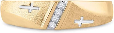 Jewels By Lux خاتم زفاف رجالي من الذهب الأصفر عيار 14 قيراط مرصع بالماس دائري 1/20 Cttw، مقاس رجالي: 8-12 in Kuwait