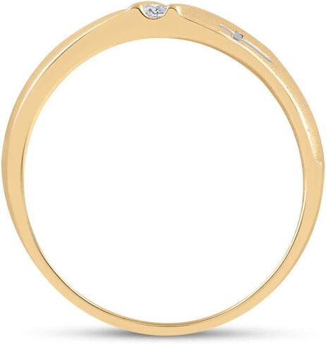 Jewels By Lux خاتم زفاف رجالي من الذهب الأصفر عيار 14 قيراط مرصع بالماس دائري 1/20 Cttw، مقاس رجالي: 8-12 in Kuwait