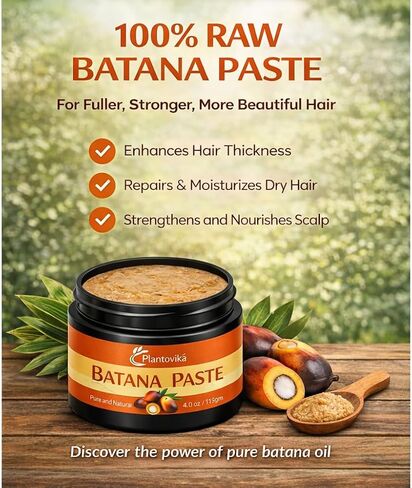 Raw Honduran Batana Paste 4oz, 100% Pure Unrefined for Hair Growth – Strengthens Hair, Reduces Breakage, Enhances Shine, Non-Greasy, No Silicones, Sulfates, or Parabens, All Hair Types in Saudi Arabia