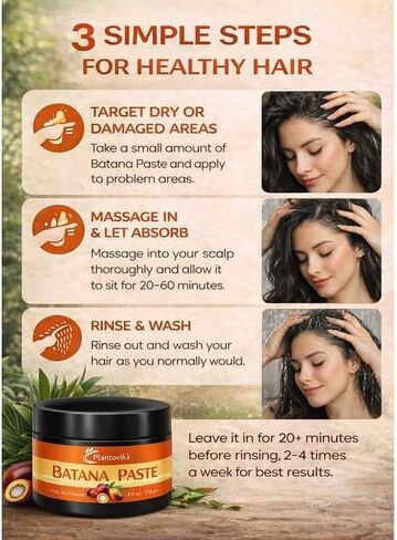 Raw Honduran Batana Paste 4oz, 100% Pure Unrefined for Hair Growth – Strengthens Hair, Reduces Breakage, Enhances Shine, Non-Greasy, No Silicones, Sulfates, or Parabens, All Hair Types in Saudi Arabia