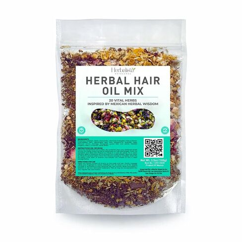 HERBALISTA – Premium Herbal Hair Oil Mix 3.5oz (100g) | 20 Mexican-Inspired Ayurvedic Herbs | Longer-Looking Hair, Stronger-Feeling Roots, Fuller Volume & Natural Shine | DIY Oil Infusion | Hair Care in Saudi Arabia