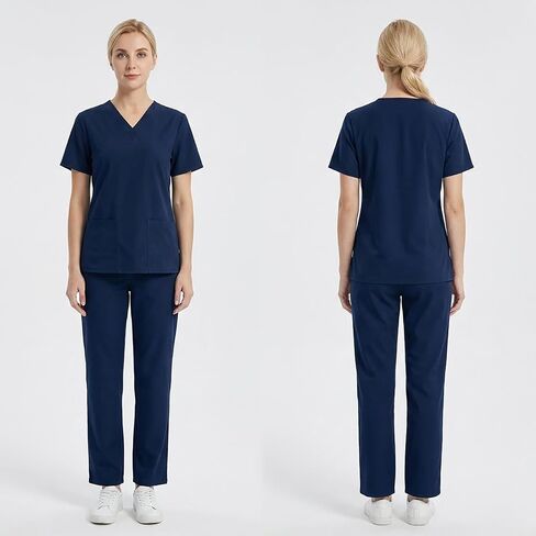 Women's sporty V-neck medical suit, colorfast, soft fabric, comfortable and stylish. (XX-Large,Sky blue) in Kuwait