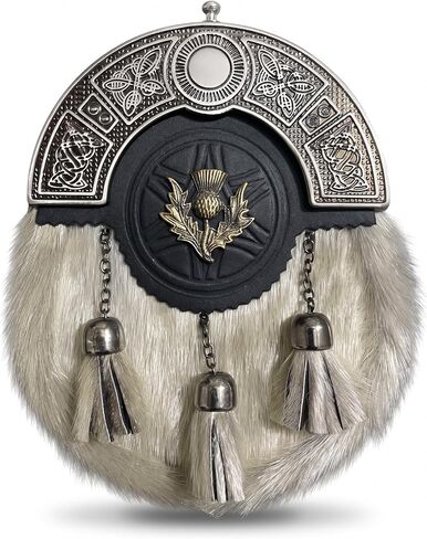 Men's Scottish Kilt Sporran with Traditional Badges – Genuine Leather Sporran Perfect for Highland Attire in Kuwait