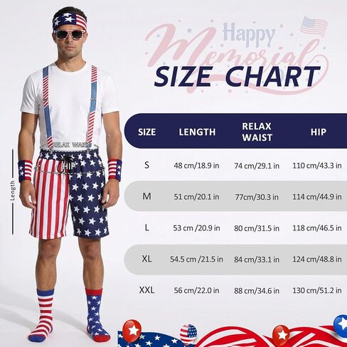 SOMSOC American Flag Men Patriotic 4th of July Set with Waist Bag Cape Headband Sunglasses Sock for Independence Labor Day in Kuwait
