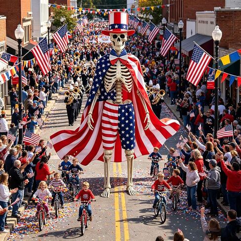 6 Pcs 4th of July 12 ft Skeleton Accessories Set Patriotic Outfit Includes Flag Cape, Top Hat, Bow Tie, Shorts, 2 Mini Flags Independence Day Garden Lawn Decor 250th Anniversary (Patriotic) in Saudi Arabia