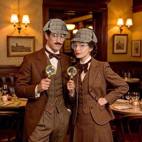 Detective Costume Accessories Set 10 PCS Detective Hat Halloween Cosplay Men Women Dress up Prop Adults Spy Outfit in Saudi Arabia
