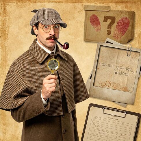Detective Costume Accessories Set 10 PCS Detective Hat Halloween Cosplay Men Women Dress up Prop Adults Spy Outfit in Saudi Arabia