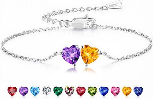 Iefil Birthstone Bracelets for Women - 925 Sterling Silver Birthstone Bracelet, Anniversary Birthday Gifts for Women Wife Mom in Kuwait