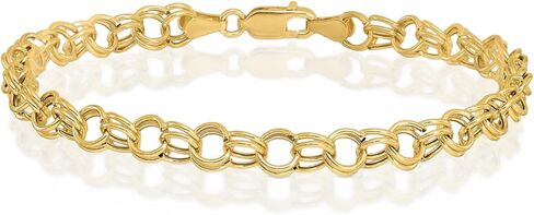 IceCarats 14K Yellow Gold 4mm Thick Byzantine Chain Bracelet, Polished in Saudi Arabia