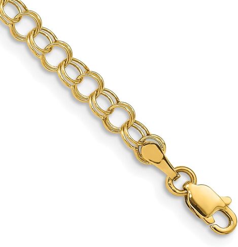 IceCarats 14K Yellow Gold 4mm Thick Byzantine Chain Bracelet, Polished in Saudi Arabia
