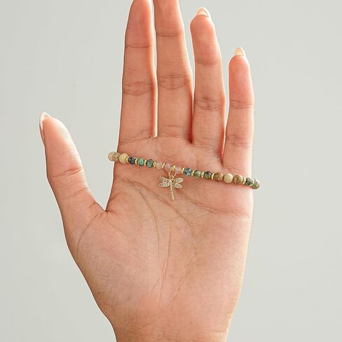 Glowave Dragonfly Gifts for Women, Natural Stone Bracelet, Inspirational Friendship Gift for Friend, Coworker, Mom and Sister in Saudi Arabia
