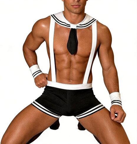 Sexy Sailor Costume Valentines Day Gifts for Him Sexy Men's Exotic Apparel Male Stripper Costume Outfit Lingerie Cosplay Uniform Set Party Role Play Costumes Lingerie Birthday Halloween in Saudi Arabia