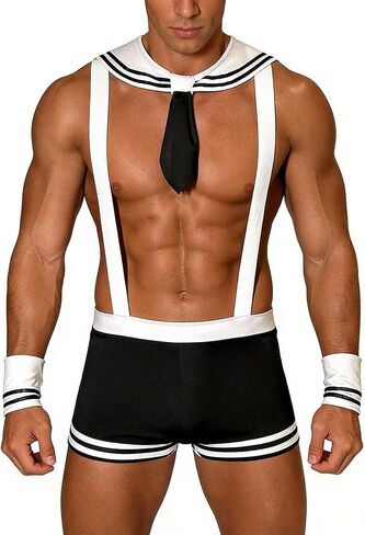 Sexy Sailor Costume Valentines Day Gifts for Him Sexy Men's Exotic Apparel Male Stripper Costume Outfit Lingerie Cosplay Uniform Set Party Role Play Costumes Lingerie Birthday Halloween in Saudi Arabia