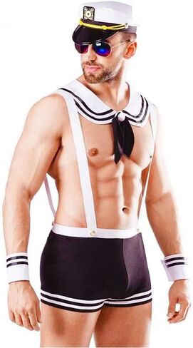 Sexy Sailor Costume Valentines Day Gifts for Him Sexy Men's Exotic Apparel Male Stripper Costume Outfit Lingerie Cosplay Uniform Set Party Role Play Costumes Lingerie Birthday Halloween in Saudi Arabia