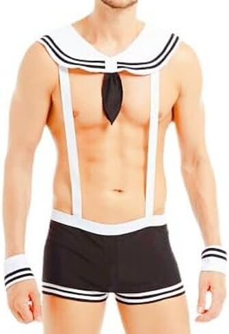 Sexy Sailor Costume Valentines Day Gifts for Him Sexy Men's Exotic Apparel Male Stripper Costume Outfit Lingerie Cosplay Uniform Set Party Role Play Costumes Lingerie Birthday Halloween in Saudi Arabia