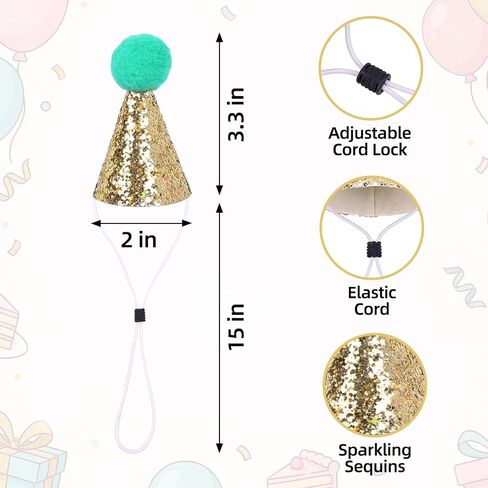 10PCS Mini Party Hats for Stuffed Animals, Cat Dog Birthday Hat with Adjustable Stretch Cord, Party Animal Birthday Decorations (Colourful) in Saudi Arabia
