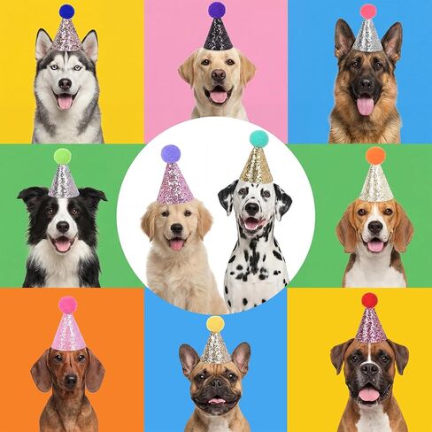 10PCS Mini Party Hats for Stuffed Animals, Cat Dog Birthday Hat with Adjustable Stretch Cord, Party Animal Birthday Decorations (Colourful) in Saudi Arabia