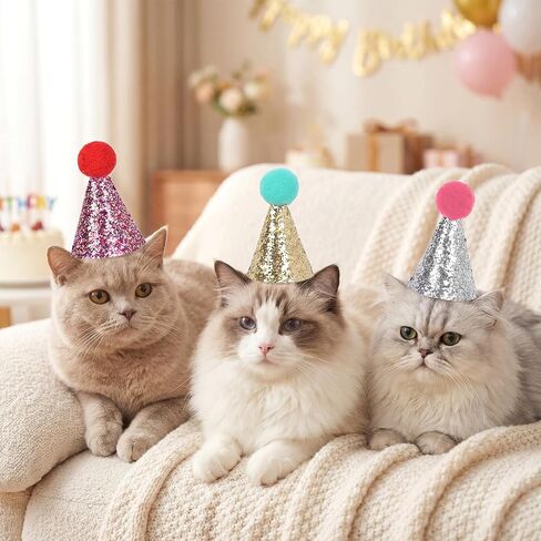 10PCS Mini Party Hats for Stuffed Animals, Cat Dog Birthday Hat with Adjustable Stretch Cord, Party Animal Birthday Decorations (Colourful) in Saudi Arabia