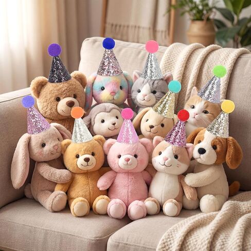10PCS Mini Party Hats for Stuffed Animals, Cat Dog Birthday Hat with Adjustable Stretch Cord, Party Animal Birthday Decorations (Colourful) in Saudi Arabia