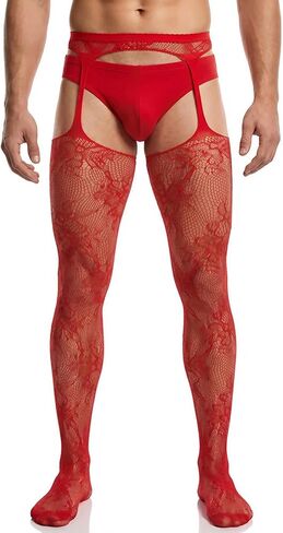 ohyeah Men's Fishnet Stockings Sexy Sissy Lingerie Lace Suspender Pantyhose for Men XS-5XL Plus Size Tights in Saudi Arabia