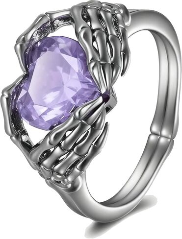 TIGER RIDER Skull Hand Heart Birthstone Rings 925 Sterling Silver Halloween Rings Goth Claddagh Jewelry Birthday Gifts Birthday for Women Men in Kuwait