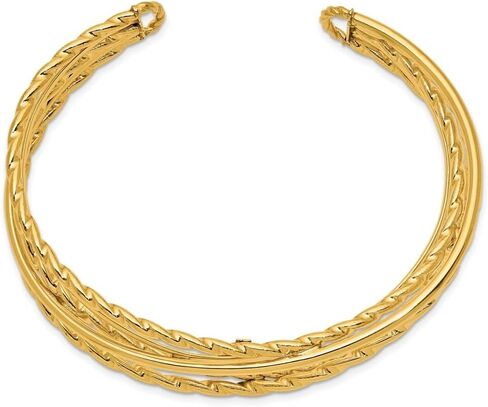14K Yellow Gold Polished Multi Tube Cuff Bangle Bracelet 6" in Kuwait