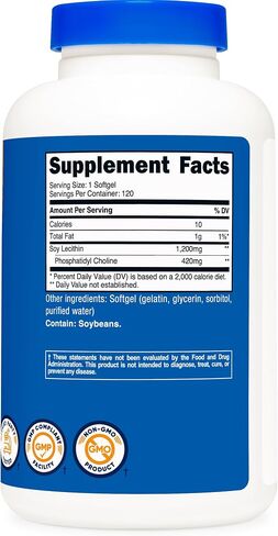 Nutricost Lecithin (1,200mg) 120 Softgels - Soy Lecithin Supplement, GMO-Free, Gluten-Free in Kuwait