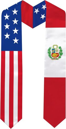 Peru state Flag Graduation Stole 72 x 5 Inches Decorative Ceremonial Accessory Sash for International Student (Baccalaureate Gown and Hat Not Included) (Peru state) in Kuwait