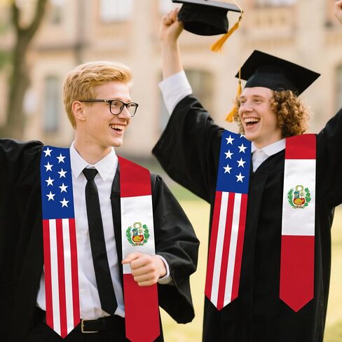 Peru state Flag Graduation Stole 72 x 5 Inches Decorative Ceremonial Accessory Sash for International Student (Baccalaureate Gown and Hat Not Included) (Peru state) in Kuwait
