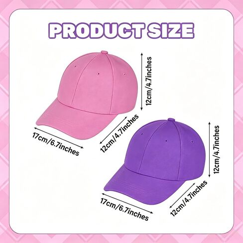 Rbenxia 2pcs Sun Hat & Baseball Cap, Blank DIY Baseball Cap, Pink and Purple Kids Adjustable Baseball Hat Gift for Boy and Girls in Kuwait