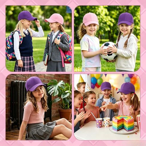 Rbenxia 2pcs Sun Hat & Baseball Cap, Blank DIY Baseball Cap, Pink and Purple Kids Adjustable Baseball Hat Gift for Boy and Girls in Kuwait
