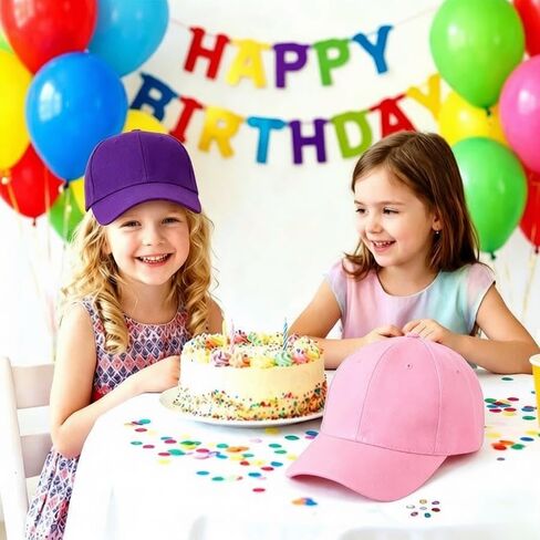 Rbenxia 2pcs Sun Hat & Baseball Cap, Blank DIY Baseball Cap, Pink and Purple Kids Adjustable Baseball Hat Gift for Boy and Girls in Kuwait