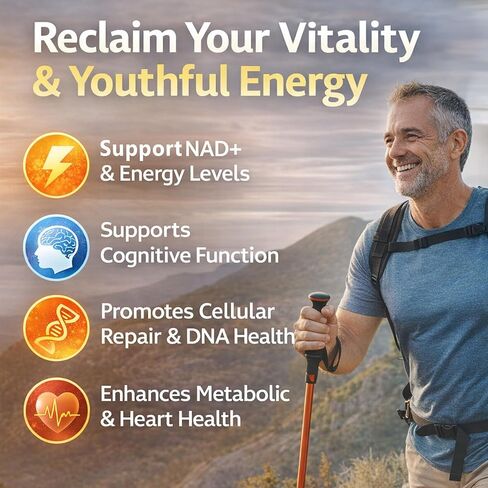 6-in-1 NMN NAD Supplement 1250mg - Enhanced with Resveratrol, Pterostilbene, Quercetin & TMG | NAD+ Support & Optimizer for Cellular Energy, Anti-Aging & DNA Repair - 90 Capsules in Saudi Arabia