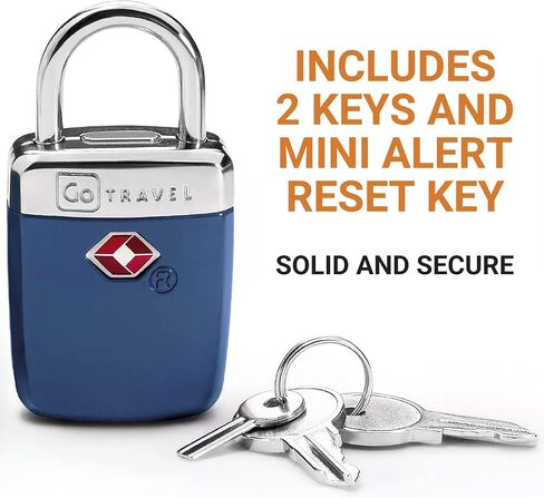 TSA Alert Key Padlock, Suitcase Lock with 1 Alert Reset and 2 Padlock Keys, TSA Approved Locks for Luggage, Travel Essentials in Saudi Arabia