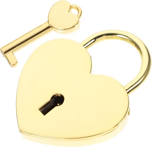 Frcolor Heart-Shaped Small Padlock with Key for Jewelry Box Luggage Suitcase Lock Travel Accessory Gold 2.28X1.73X0.27In in Kuwait