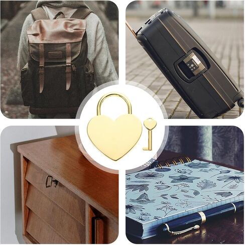 Frcolor Heart-Shaped Small Padlock with Key for Jewelry Box Luggage Suitcase Lock Travel Accessory Gold 2.28X1.73X0.27In in Kuwait