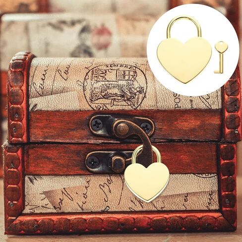 Frcolor Heart-Shaped Small Padlock with Key for Jewelry Box Luggage Suitcase Lock Travel Accessory Gold 2.28X1.73X0.27In in Kuwait