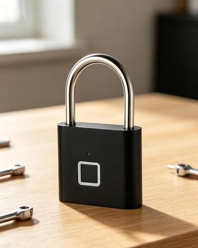 Mini Smart Fingerprint Padlock No Key Required Security 0.3s Fast Unlock Suitcase Luggage Backbag Door Lock Black/Silver Optional in Kuwait