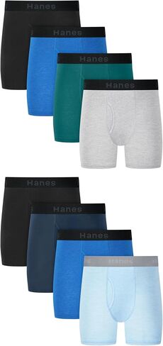 مجموعة سراويل داخلية بوكسر للأولاد من Hanes، 8 قطع، ملابس داخلية مصبوغة بالقطن قابلة للتمدد للأولاد، ماصة للرطوبة in Kuwait