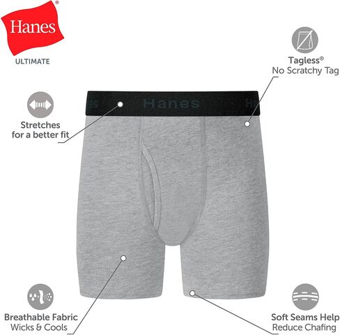 مجموعة سراويل داخلية بوكسر للأولاد من Hanes، 8 قطع، ملابس داخلية مصبوغة بالقطن قابلة للتمدد للأولاد، ماصة للرطوبة in Kuwait