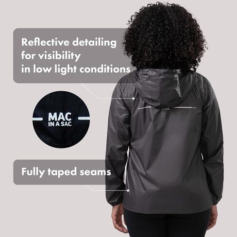 Mac in a Sac StormMac Women's Waterproof Packable Rain Jacket – Windproof Hooded Coat with Reflective Details in Saudi Arabia