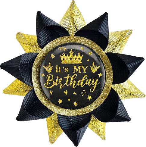 Birthday Celebration Button Pin Grosgrain Ribbon Birthday Badge, Party Accessory for Kids & Adults, Outfit Decoration, Pins for Birthday Party Decorations Supplies Gifts 3.75inches in Kuwait